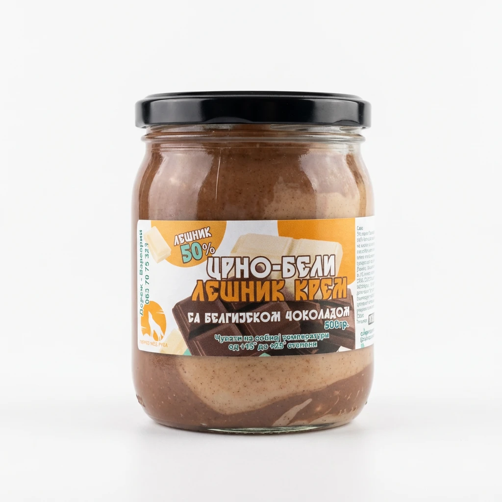Crno-beli lešnik krem 500 g Zdravo kod Rusa biotacka prodavnica zdrave hrane