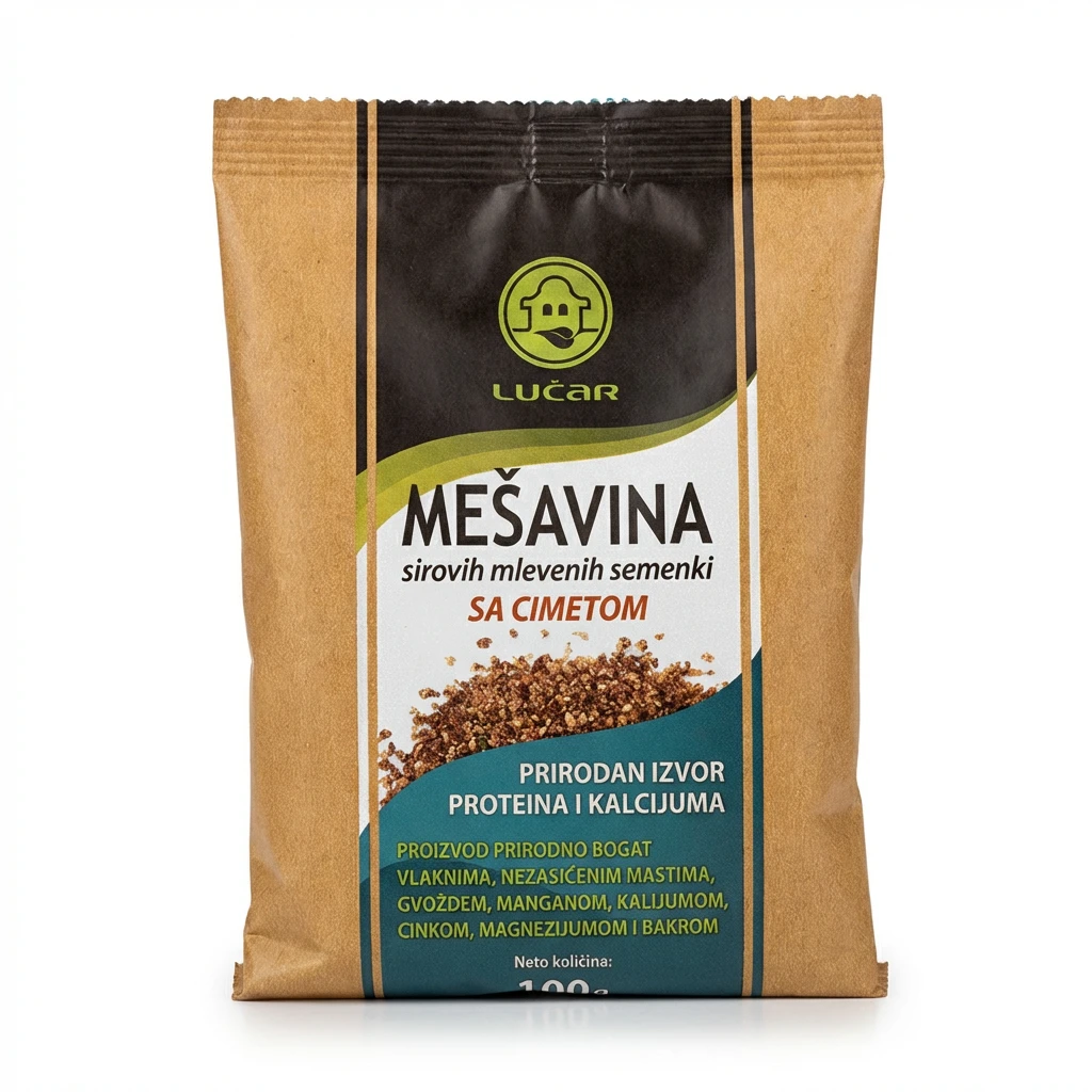 Mešavina sirovih mlevenih semenki sa cimetom 100 g Lučar biotacka prodavnica zdrave hrane
