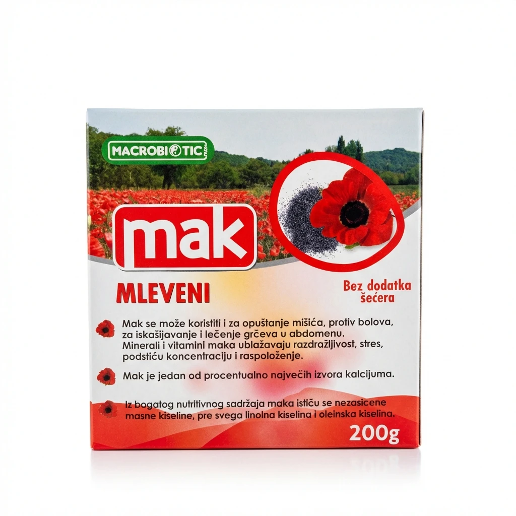 Mleveni mak bez šećera 200 g Macrobiotic biotacka prodavnica zdrave hrane