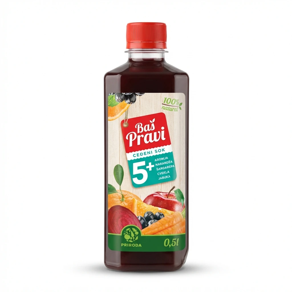 Multivitamin 5+ sok 500 ml Baš Pravi biotacka prodavnica zdrave hrane