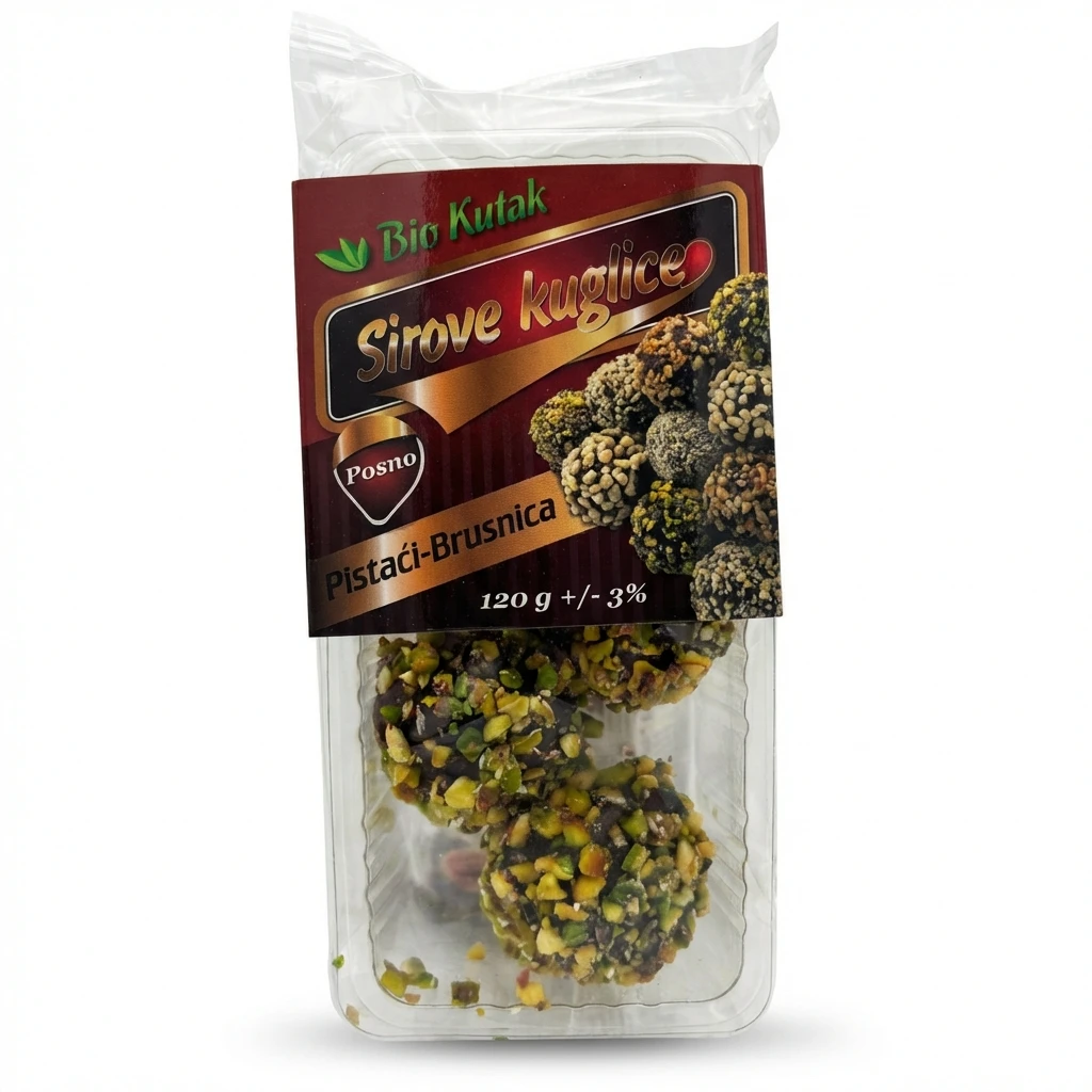 Sirove kuglice pistać-brusnica 120 g Bio Kutak biotacka prodavnica zdrave hrane