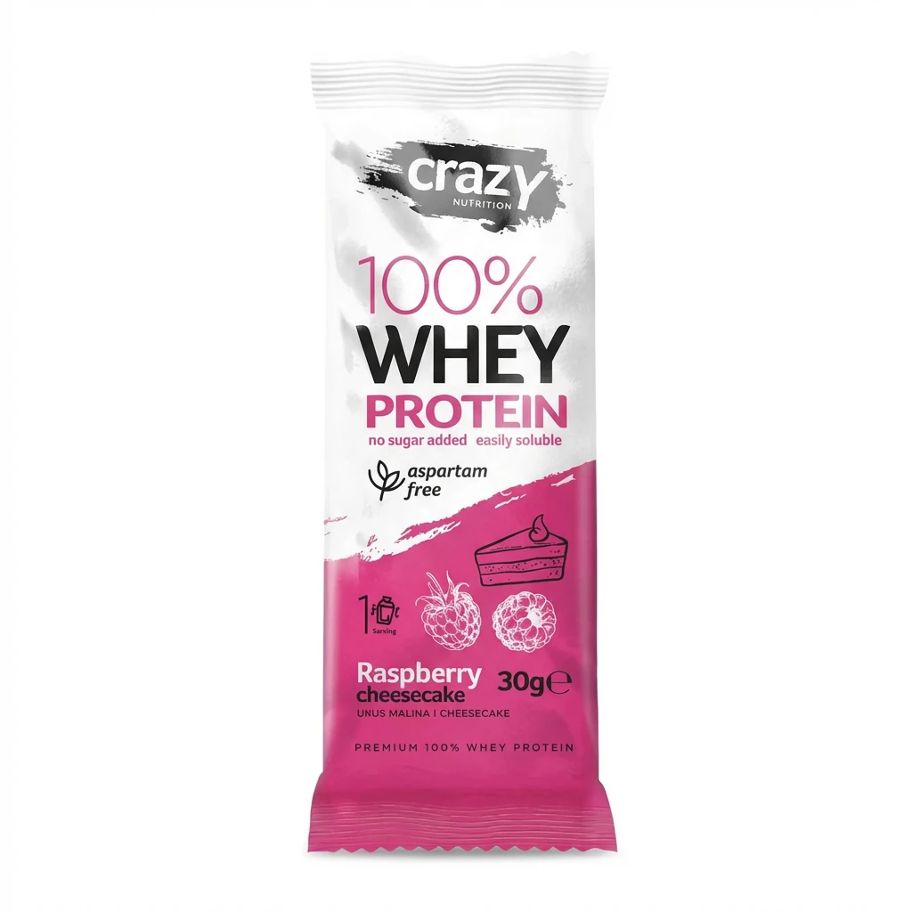 Whey protein Malina čizkejk 30 g Crazy biotacka prodavnica zdrave hrane