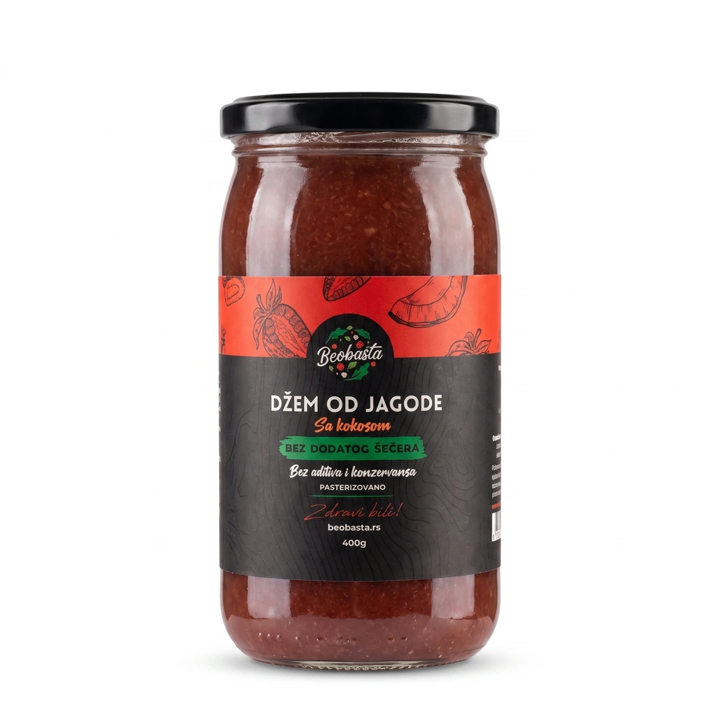 Džem od jagode sa kokosom 400 g Beobašta biotacka prodavnica zdrave hrane